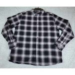 Eddie‎ Bauer Men's Plaid Flannel Long Sleeve Button Up Shirt Large Black